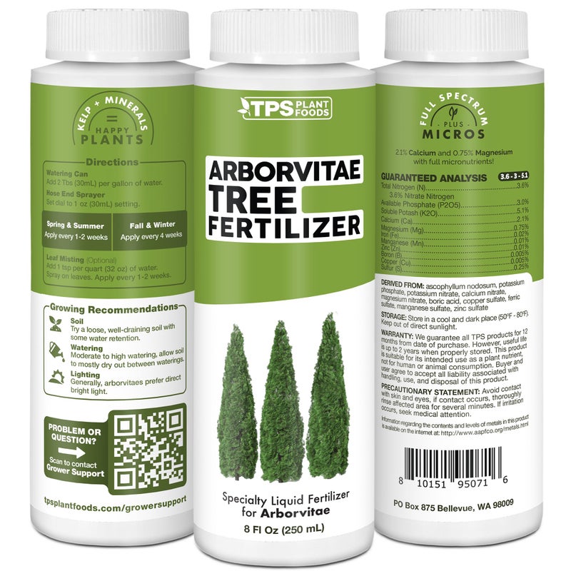 TPS NUTRIENTS سماد شجرة أربورفيتاي لجميع الأشجار والشجيرات دائمة الخضرة وأشجار العفص، أغذية نباتية سائلة 8 أونصة (250 مل) - Image 2